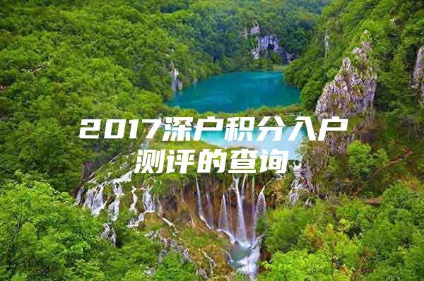 2017深户积分入户测评的查询