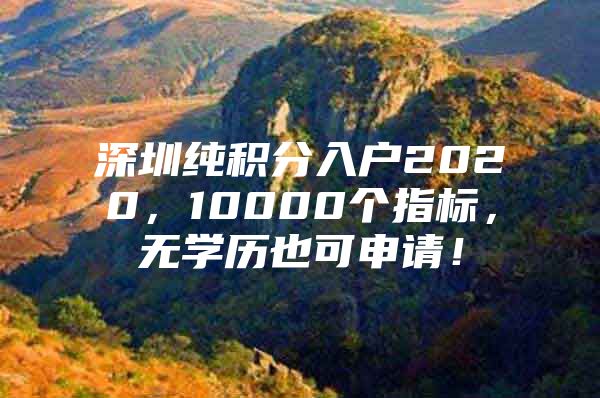 深圳纯积分入户2020，10000个指标，无学历也可申请！