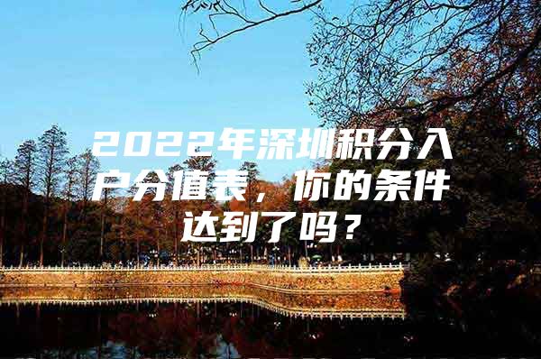 2022年深圳积分入户分值表，你的条件达到了吗？