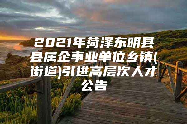 2021年菏泽东明县县属企事业单位乡镇(街道)引进高层次人才公告