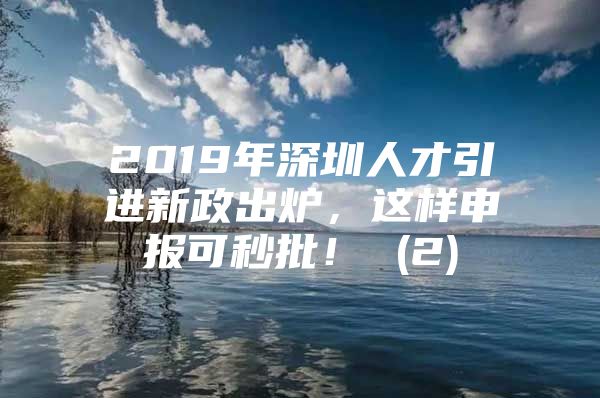 2019年深圳人才引进新政出炉，这样申报可秒批！ (2)