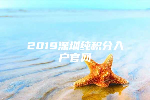 2019深圳纯积分入户官网