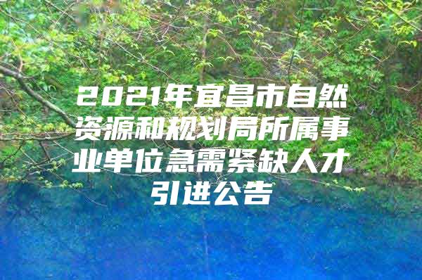 2021年宜昌市自然资源和规划局所属事业单位急需紧缺人才引进公告