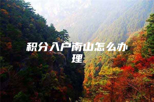 积分入户南山怎么办理