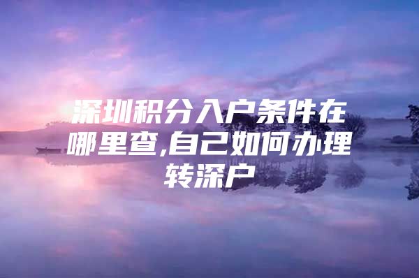 深圳积分入户条件在哪里查,自己如何办理转深户