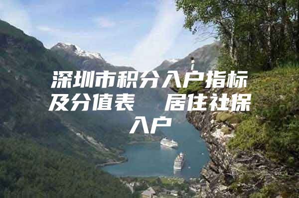 深圳市积分入户指标及分值表  居住社保入户