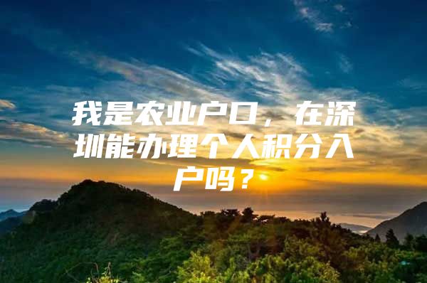 我是农业户口，在深圳能办理个人积分入户吗？