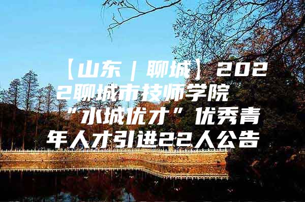 【山东｜聊城】2022聊城市技师学院“水城优才”优秀青年人才引进22人公告