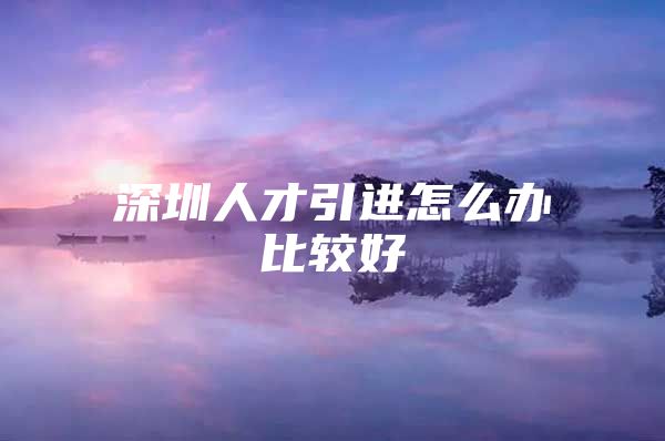 深圳人才引进怎么办比较好