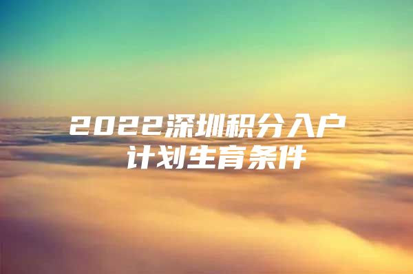 2022深圳积分入户 计划生育条件