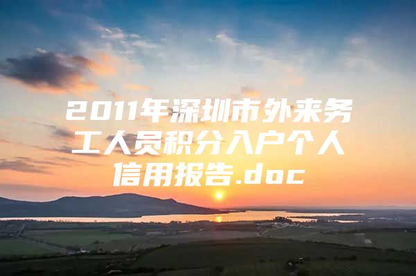 2011年深圳市外来务工人员积分入户个人信用报告.doc