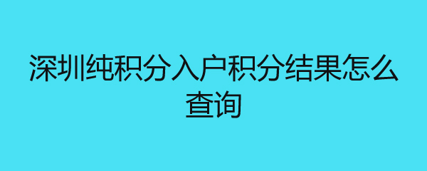 深圳纯积分入户积分结果怎么查询