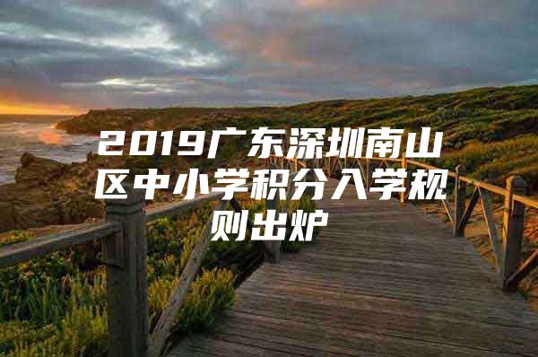 2019广东深圳南山区中小学积分入学规则出炉