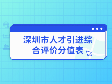 2022年深圳市人才引进综合评价分值表有哪些内容？