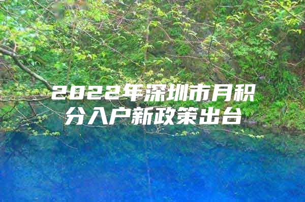 2022年深圳市月积分入户新政策出台