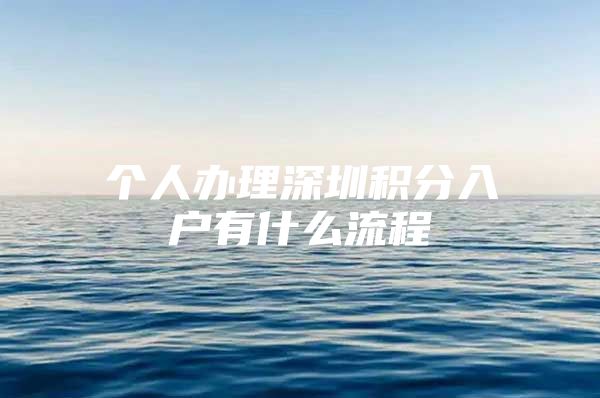 个人办理深圳积分入户有什么流程