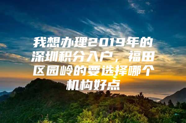 我想办理2019年的深圳积分入户，福田区园岭的要选择哪个机构好点