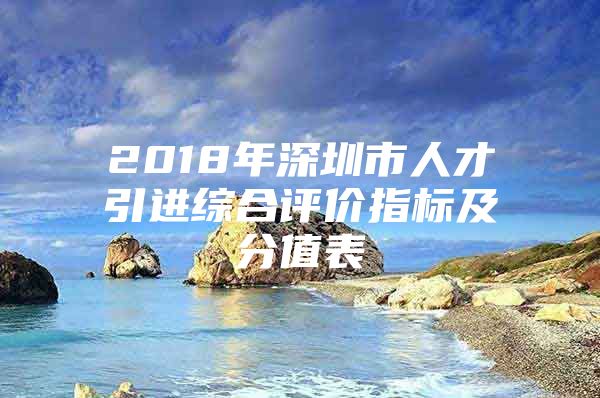 2018年深圳市人才引进综合评价指标及分值表