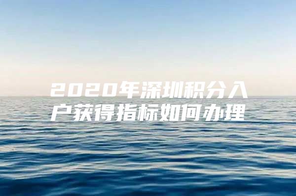 2020年深圳积分入户获得指标如何办理