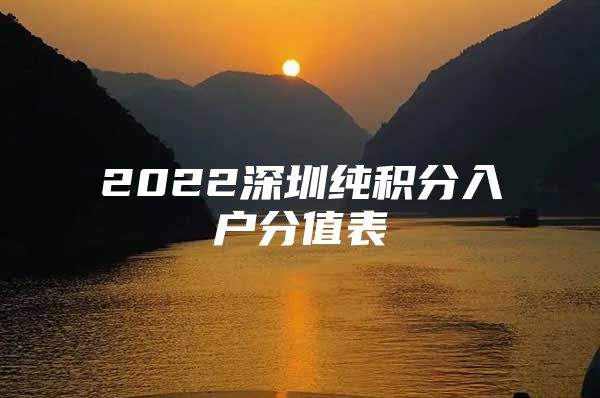 2022深圳纯积分入户分值表