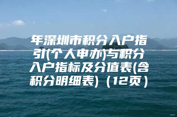 年深圳市积分入户指引(个人申办)与积分入户指标及分值表(含积分明细表)（12页）