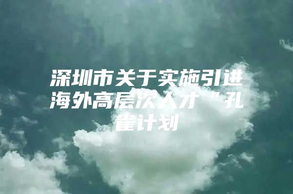 深圳市关于实施引进海外高层次人才“孔雀计划