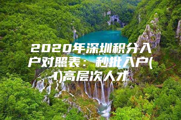 2020年深圳积分入户对照表：秒批入户(1)高层次人才