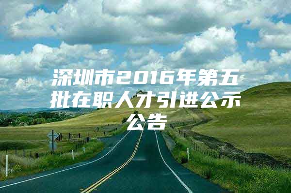 深圳市2016年第五批在职人才引进公示公告