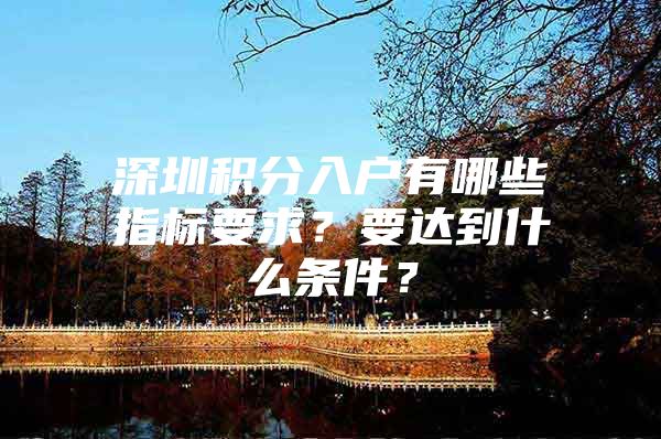 深圳积分入户有哪些指标要求？要达到什么条件？