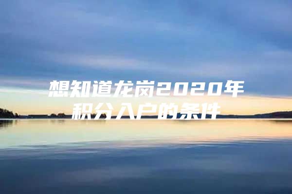 想知道龙岗2020年积分入户的条件