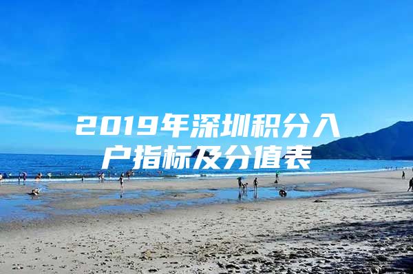 2019年深圳积分入户指标及分值表