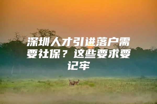 深圳人才引进落户需要社保？这些要求要记牢