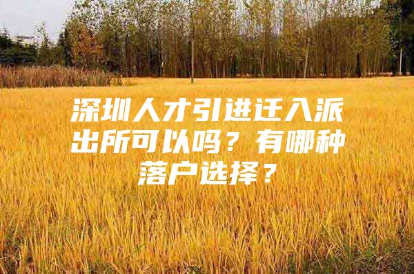 深圳人才引进迁入派出所可以吗？有哪种落户选择？