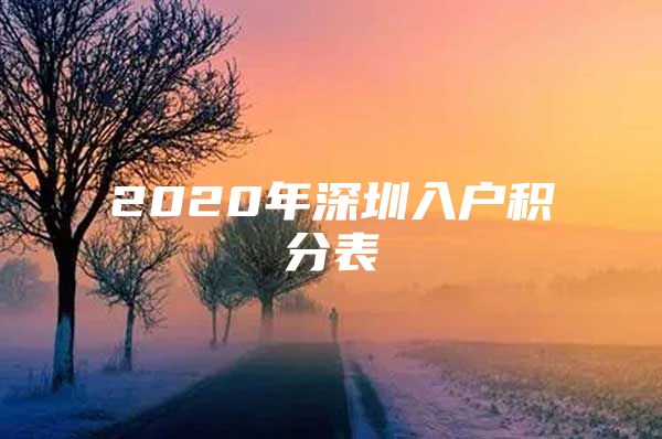 2020年深圳入户积分表