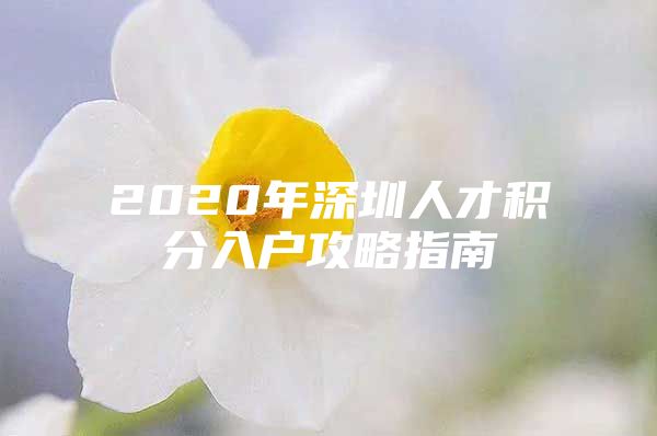 2020年深圳人才积分入户攻略指南