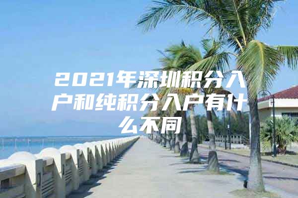 2021年深圳积分入户和纯积分入户有什么不同