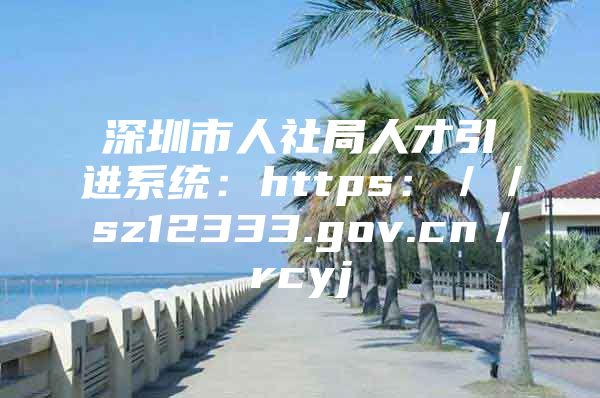 深圳市人社局人才引进系统：https：／／sz12333.gov.cn／rcyj