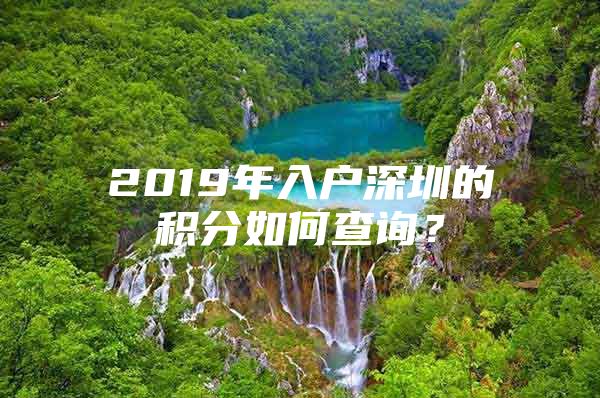 2019年入户深圳的积分如何查询？