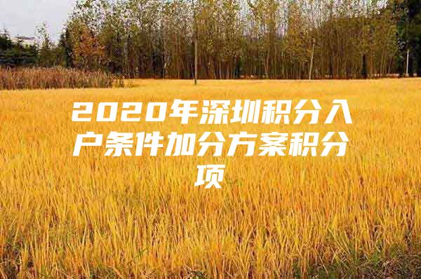 2020年深圳积分入户条件加分方案积分项