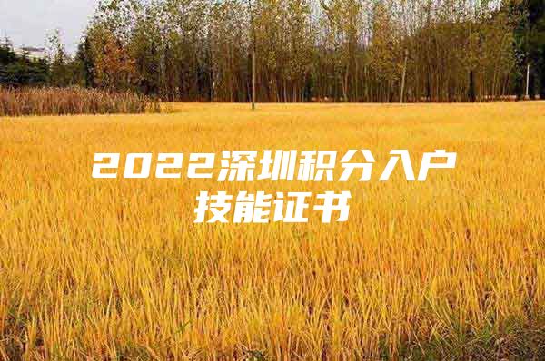 2022深圳积分入户技能证书