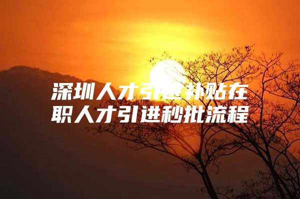 深圳人才引进补贴在职人才引进秒批流程