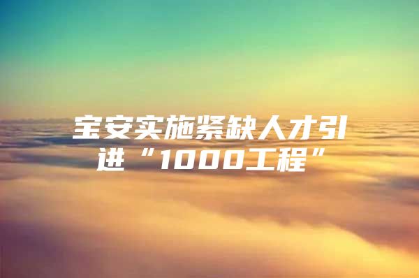 宝安实施紧缺人才引进“1000工程”