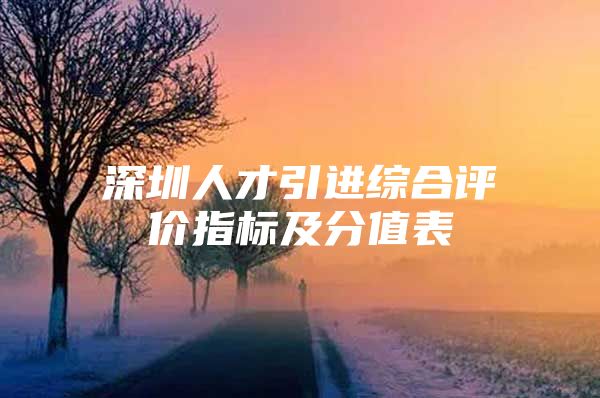 深圳人才引进综合评价指标及分值表