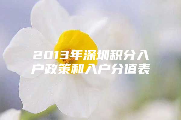 2013年深圳积分入户政策和入户分值表