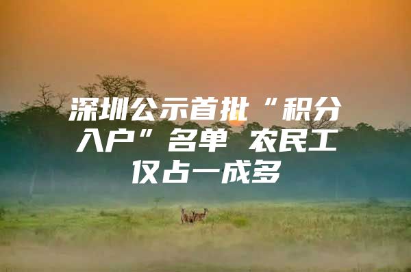 深圳公示首批“积分入户”名单 农民工仅占一成多