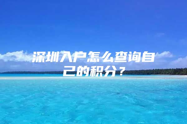 深圳入户怎么查询自己的积分？