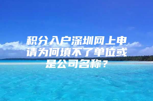 积分入户深圳网上申请为何填不了单位或是公司名称？