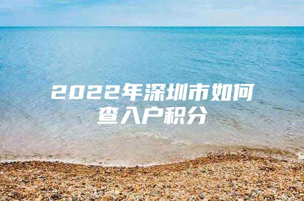 2022年深圳市如何查入户积分