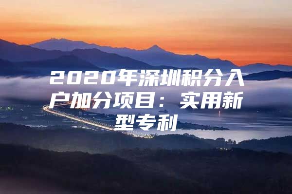 2020年深圳积分入户加分项目：实用新型专利