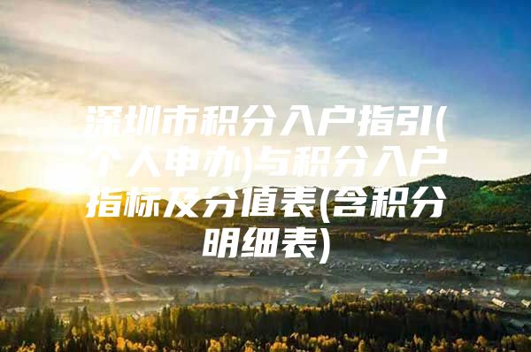 深圳市积分入户指引(个人申办)与积分入户指标及分值表(含积分明细表)